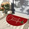 1Pcs Red Christmas Tree Semi Circle Welcome Doormat Non-Slip for Outdoor Patio Porch Kitchen Bathroom Entryway Floor Mat