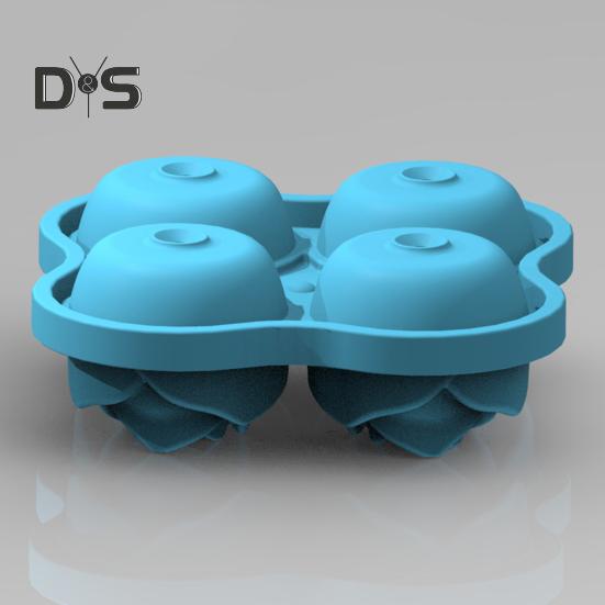 Stampo per cubetti di ghiaccio in silicone a forma di rosa Stampo per cubetti di ghiaccio anti-rovesciamento per cocktail