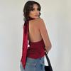 European and American women's clothing summer new fashion Spice Girls sexy backless solid color slim-fitting strap-on top tide