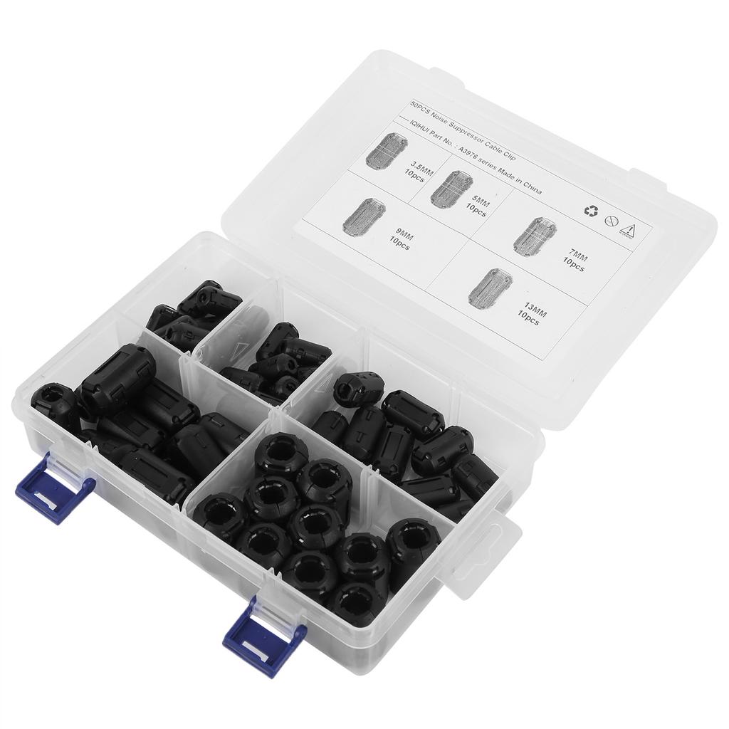 50pcs Noise Suppressor Filter Clip Type AntiInterference for Car RV Audio Cable Power Cord