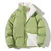 Mens Winter Thickened Cotton Puffer Jacket Stand Collar Zip Front Loose Fit Warm Outerwear Youth