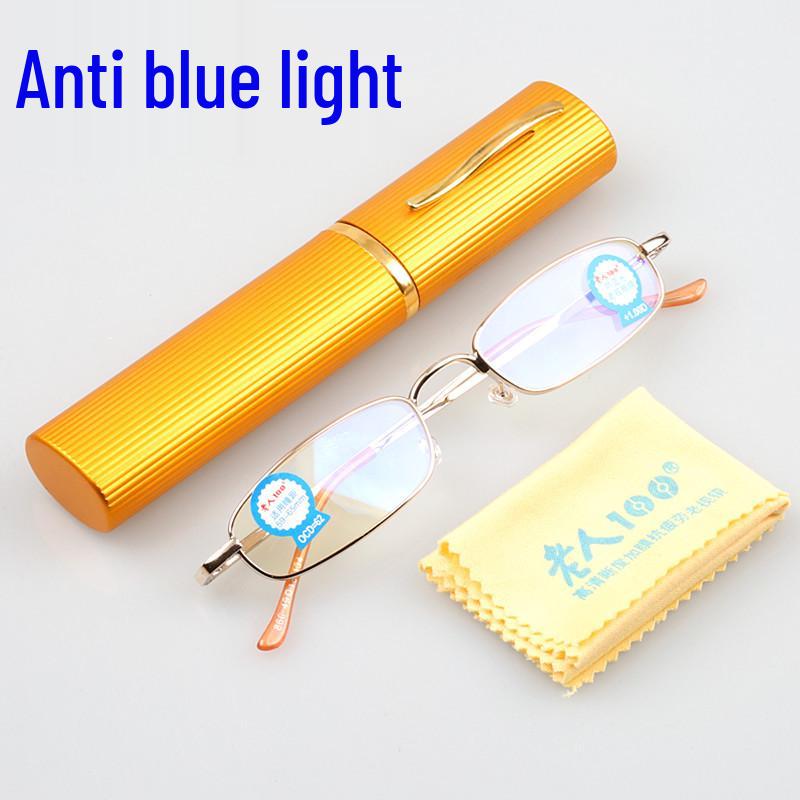

Exquisite Anti-Blue Light Reading Glasses with Pen Holder Design, Metal Spring Temples – Ideal for the Elderly. +4.00