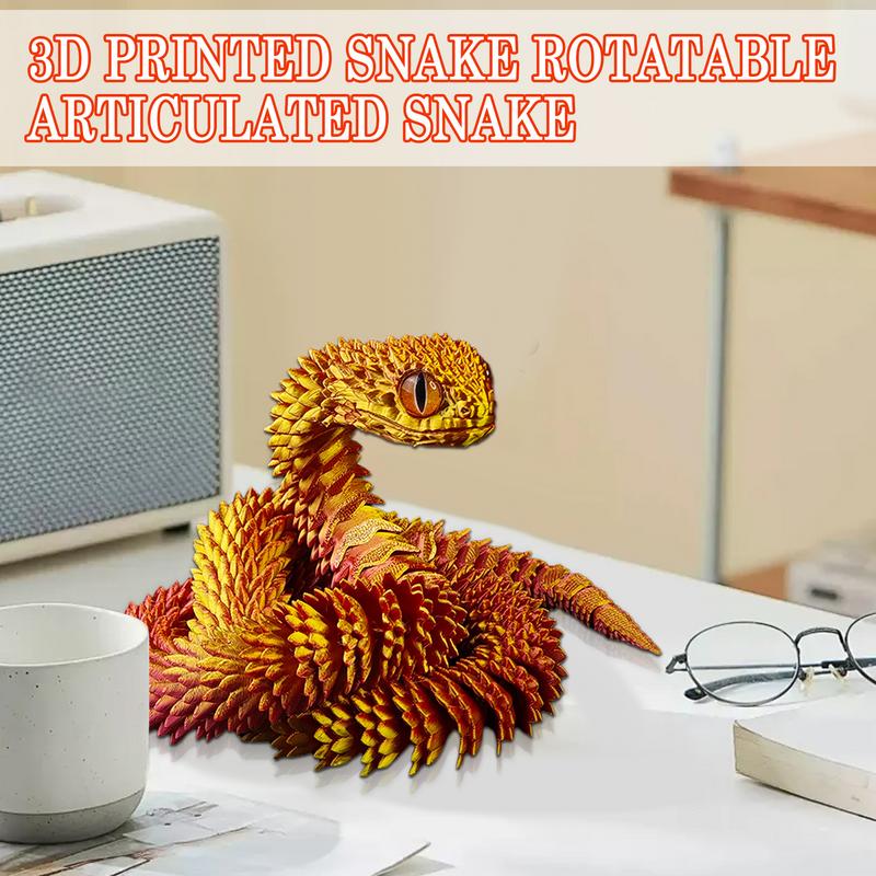 30cm Tierfigur 3D-gedruckte Schlangenspielzeug Bewegliche Gelenke Fidget Toy Schreibtischverzierung Drehbare Schlangenfigur Heimdekoration
