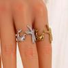Stainless Steel Marine Animal Ring for Women - Starfish & Dolphin Design, Adjustable Size