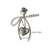 Bowknot Heart Pendant Keychain Pearls Beaded Phone Charm Detachable Phone Lanyard Handmade Keyring Jewelry for Wallet