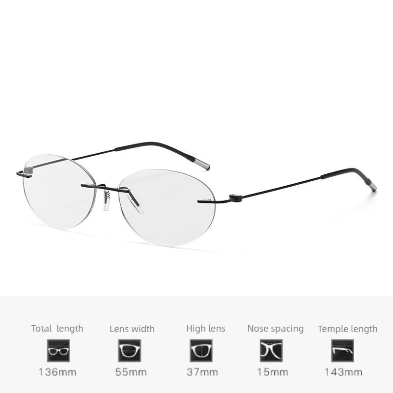 Stylish Oval Frame Reading Glasses for Women Men Fashion Vintage Rimless Presbyopia Ultralight HD Lenses Far Sight Eyeglasses