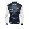 Motorcycle Leather Jacket Men's Casual Embroidered Baseball Jersey Slim Fit Zipper PU Jacket