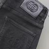 Men's Slim Fit Elastic Embossed Jeans - Black European Autumn/Winter Collection