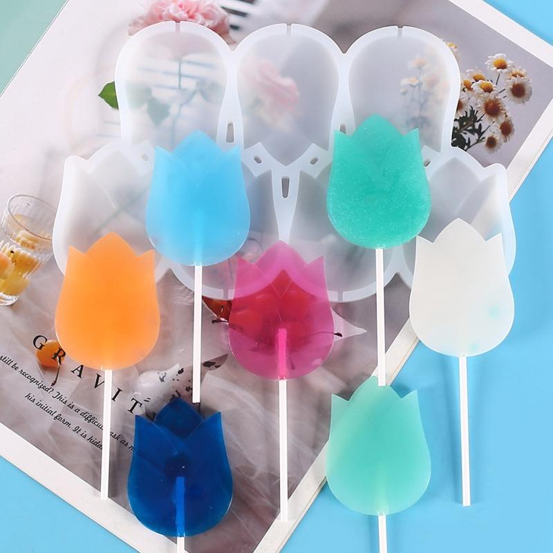 DIY Lollipop Mold Chocolate Moulds Cake Mould Fondant Molds Flower Shaped Silicone Material Bakeware Baking Accessories