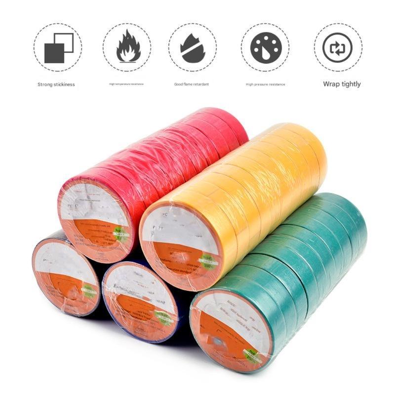 10 Roll Electrical Insulation Tape High Temperature Resistant PVC Insulating Tape for Wire Cable Splices Easy to Use