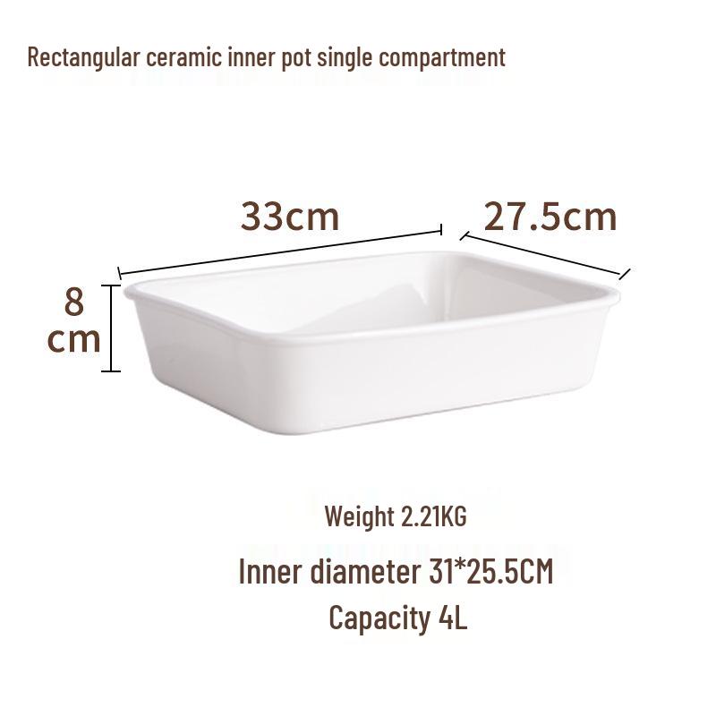 Double-Compartment Rectangle Ceramic Buffet Warmer Pot