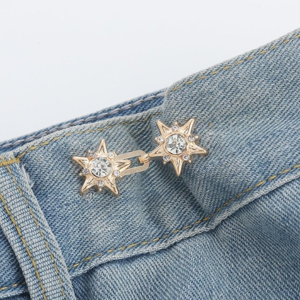 Five Pointed Star Jeans Buttons Adjustable Butterfly Pants Pins Waist Tightening Tool Fixed Brooches Dress Decoration