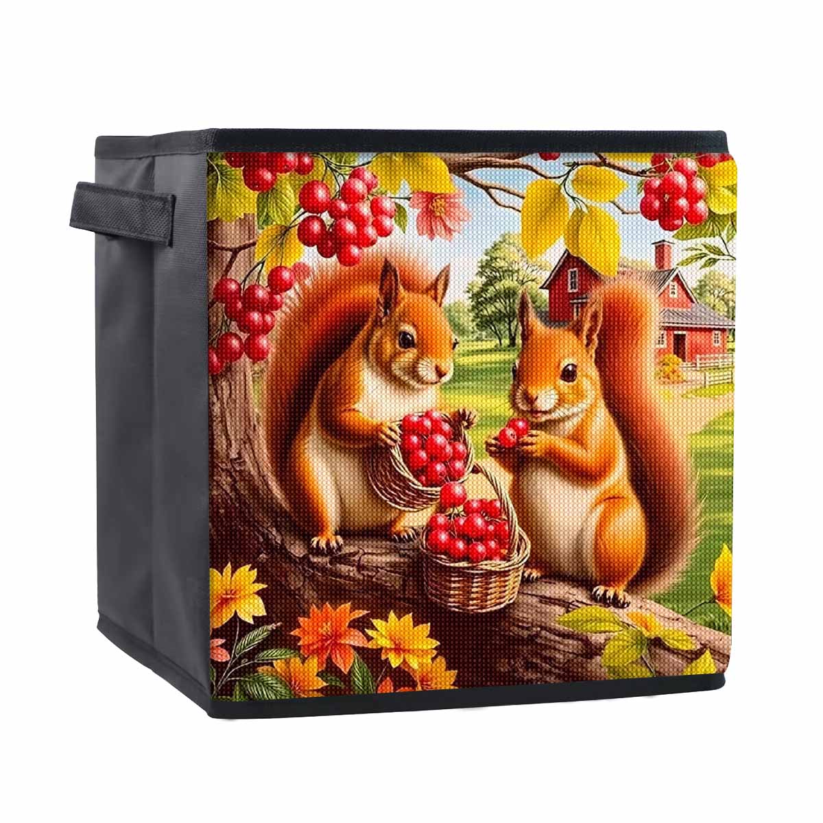 

Белка собирает ягоды 5D Алмазная живопись Корзина для хранения Полная круглая выкладка Мозаика Алмазная вышивка Наборы для вышивания крестом Домашний декор Домашний декор 25cmx25cm