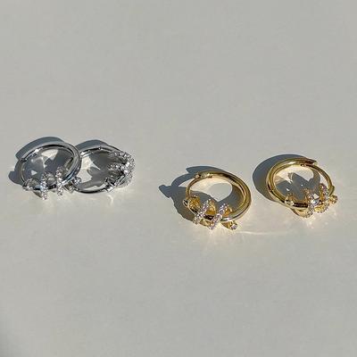 Exquisite Korean Version of Zircon Ear Buckle Women's Light Luxury Niche Design Geometric Earrings Temperament Commuter Earrings