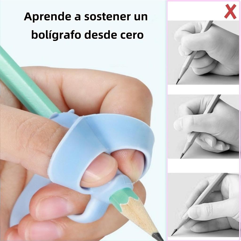 Five-finger Ergonomic Pen Holder Five-finger Pen Holder Finger Silicone Pencil Cover Blue-green-purple Powder