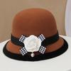Hat Women's Autumn and Winter Wool British Thermal Basin Hat Foreign Style Short Brim Show Small Face Foldable Bucket Hat Tide