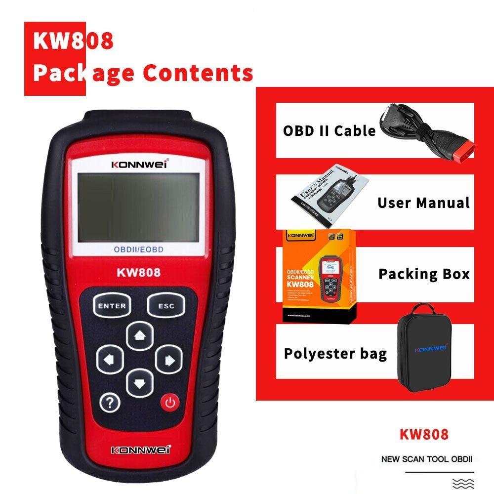 KONNWEI KW808 OBD2 Auto skener OBD2 Automotive Diagnostic Scanner Tool Nástroje na čítanie chybových kódov motora pre autá