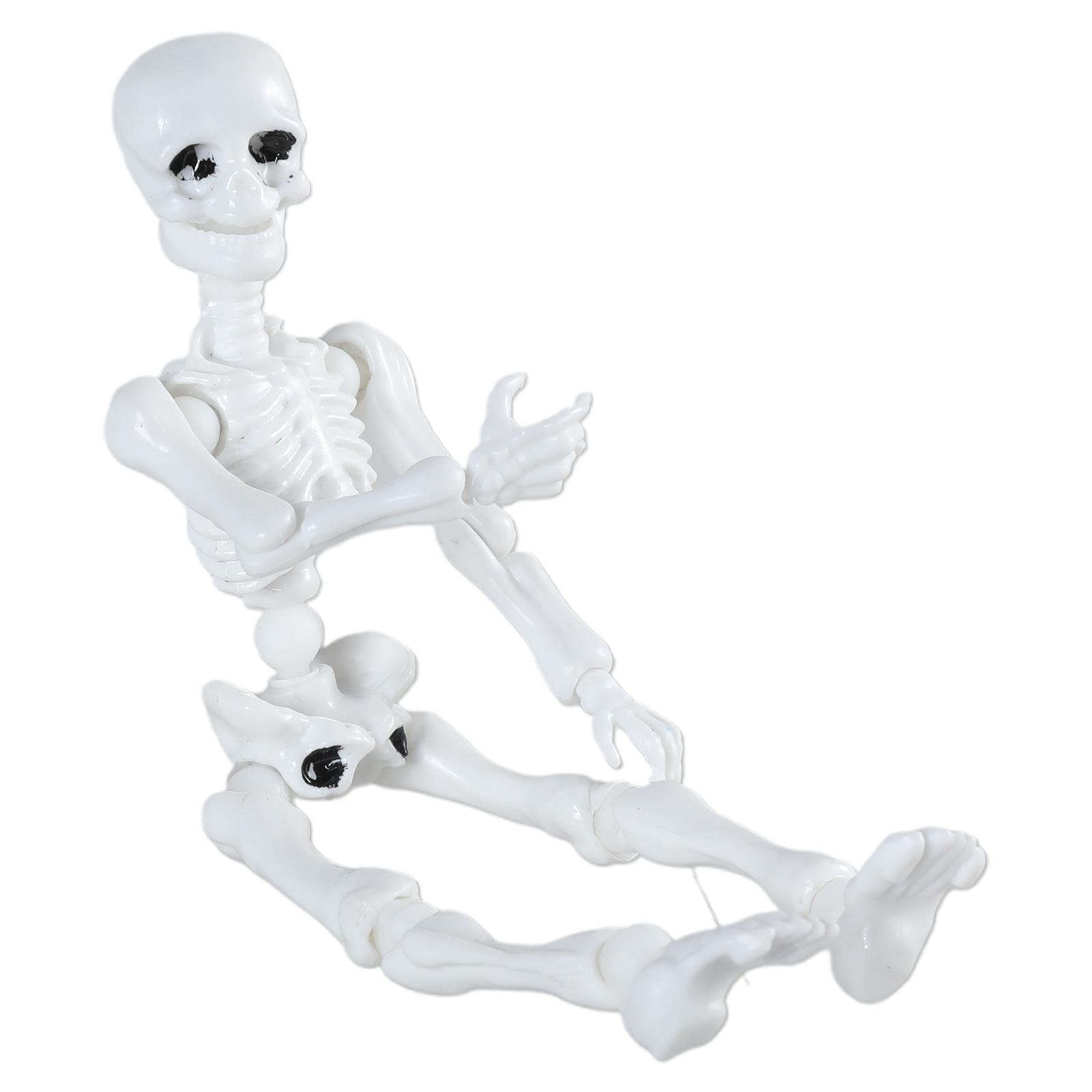 

Articulated Tiny Human Skeleton Replica 9cm White Skull Model Human Skeleton Model for Halloween Display Craft Toy