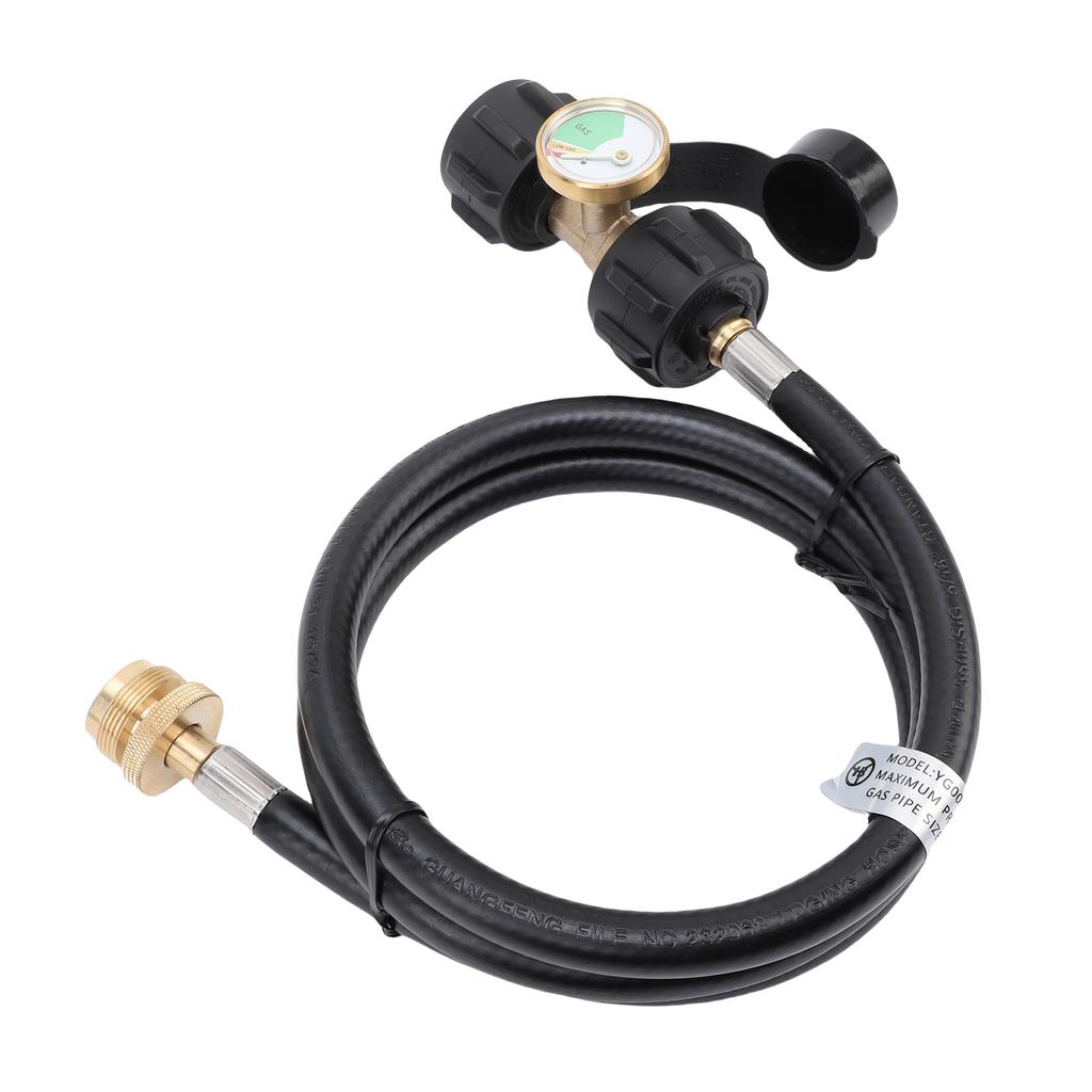 Gasgrill Druckmesser-Set mit 4FT Schlauch und Anschlüssen, Kompatibel 1lb 20lb QCC1 Typ 1 Tanks für BBQ, Wohnmobil, Camping