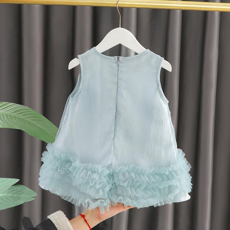 Children's Summer Sleeveless Dress Baby Girl Bow Tulle Fashion Dress Fit 0-6 Years  Baby Girl Birthday Party Dress