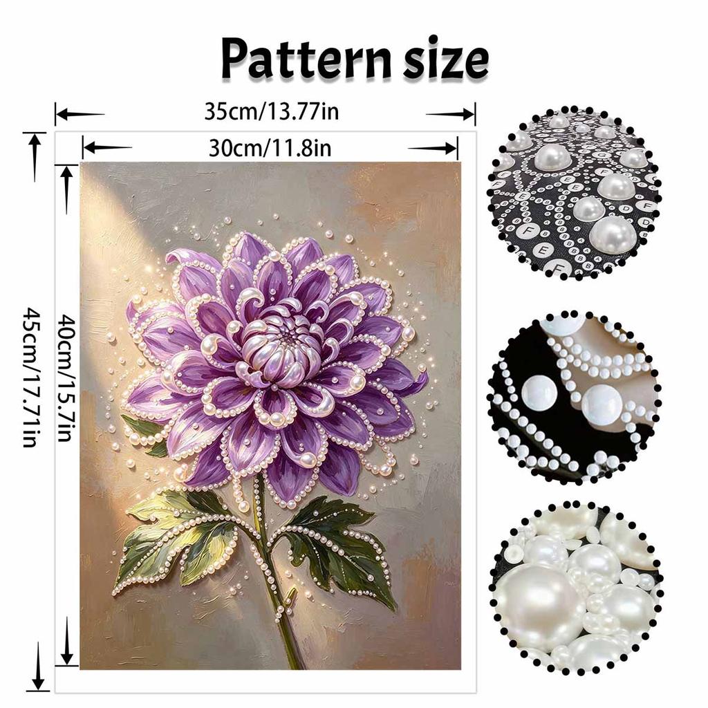Pearl painting kit DIY purple dahlia flower wall art home decoration painting