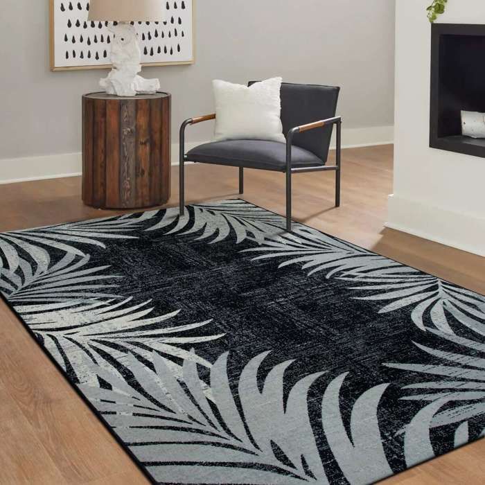 Modern Black Patio Rug 160x230