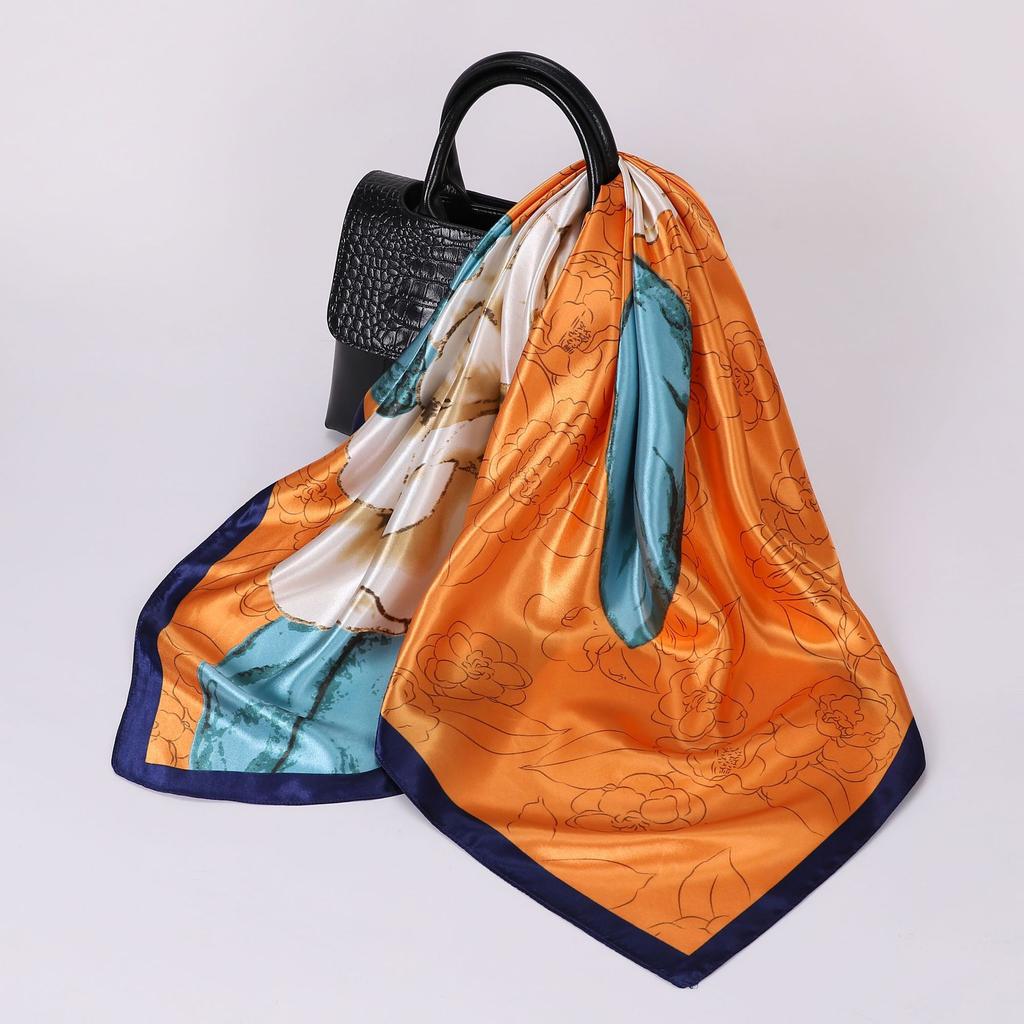 Women's Baotou Artificial Silk Satin Silk Scarf 90cm Printing Square Scarf Silk Scarf