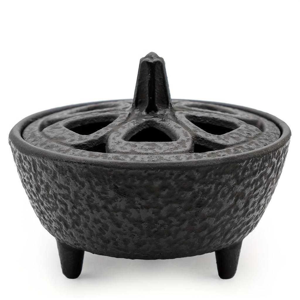 Multifunkční litinová kadidelnice s měděnými vložkami - ideální pro vykuřování olejem, obřady a domácí dekoraci (průměr 7,87 cm), k ozdobení sedátek na vonné tyčinky