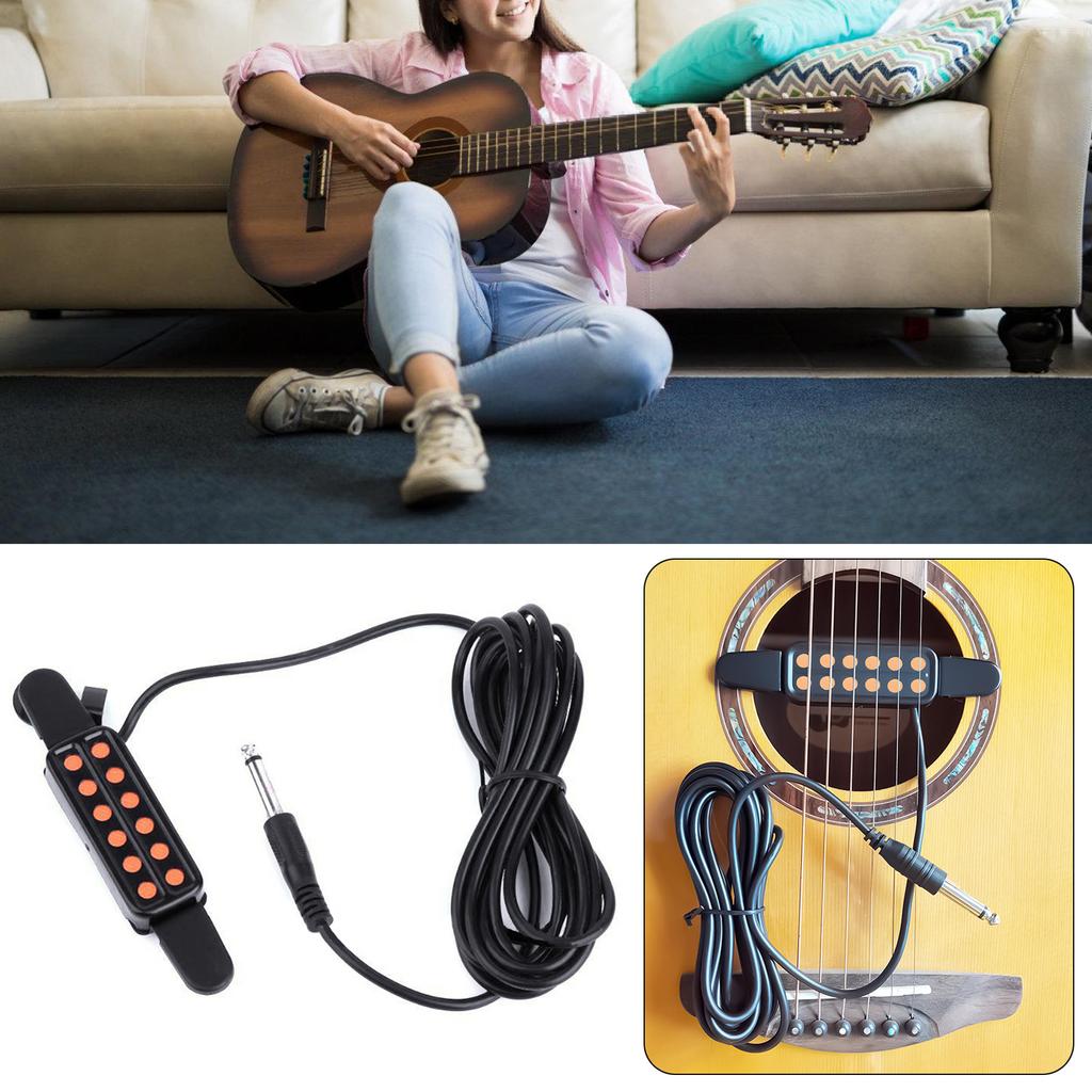Acoustic Guitar Pickup with Cable 12 Sound Hole Magnetic Pickup Transducer Musical Instruments Accessories Easy To Use