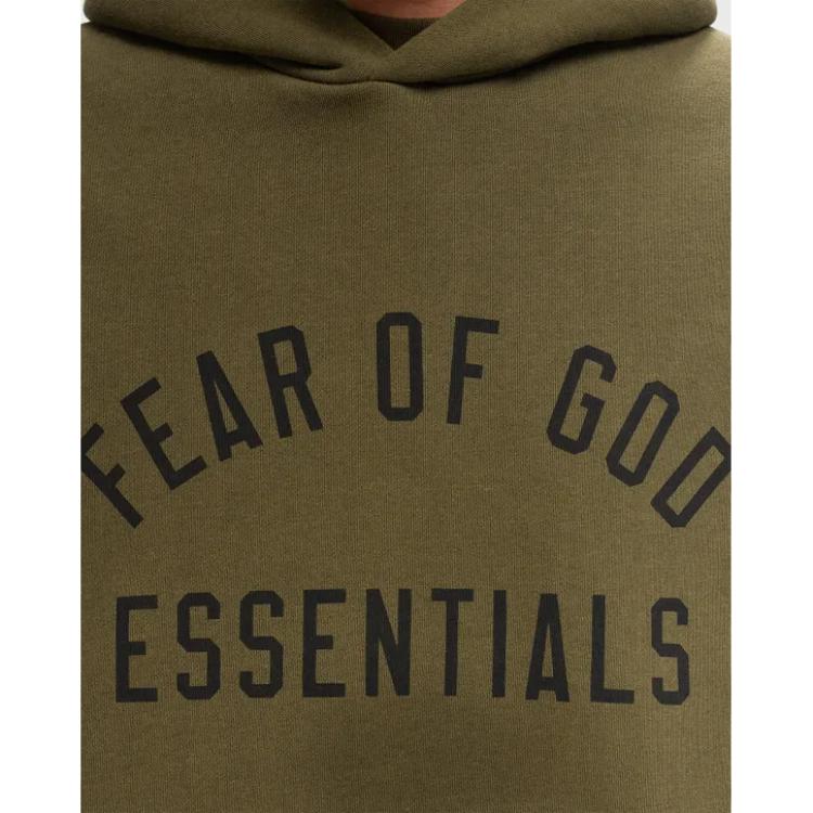 Fear of God Sudadera con capucha Essentials de forro polar Oliva Hombre Tops Verde 192BT246254F