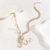 Gold Jewelry Set White Rhinestone Crystal Necklace Earrings Set Women's Jewelry