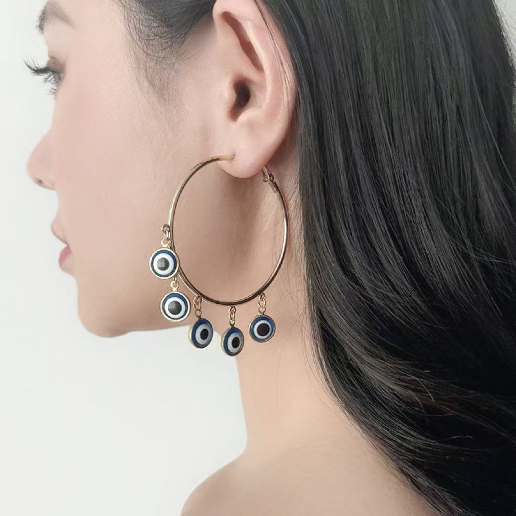 Turkish Blue Eye Pendant Earrings, Devil's Eye Earrings, Ethnic Style Earrings Wholesale