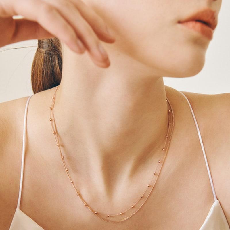 MAYBETOI 14k Marsha Cut Kugel Schicht-Halskette