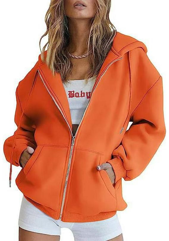 2025 Unisex Fleece Hooded Cardigan Sweatshirt - Solid Color Sports Top for Autumn/Winter