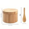 Bamboo Seasoning Box With Spoon Rotating Cover Spice Box Seasoning Container Sugar Salt Pepper Jar Condiments Picnicking Gadget