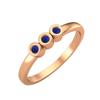 Tiny Round Shape Lapis Gemstone 925 Sterling Silver Rose Plated Three Stone Minimalist Women Engagement Ring