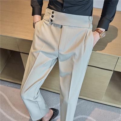 2024 Men Slim Straight Black Casual Suit Pants Male Business Suit Pants High Quality Solid Color Dress Suit Trousers