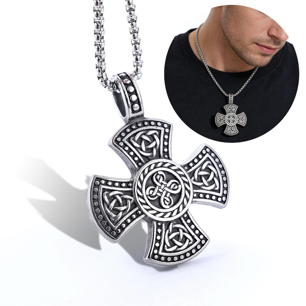 Celtic Cross Knot Stainless Steel Pendant Necklace