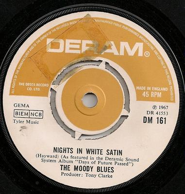 7inch Record MOODY BLUES - Nights In White Satin DM161 Deram 1972 UK Rock Used