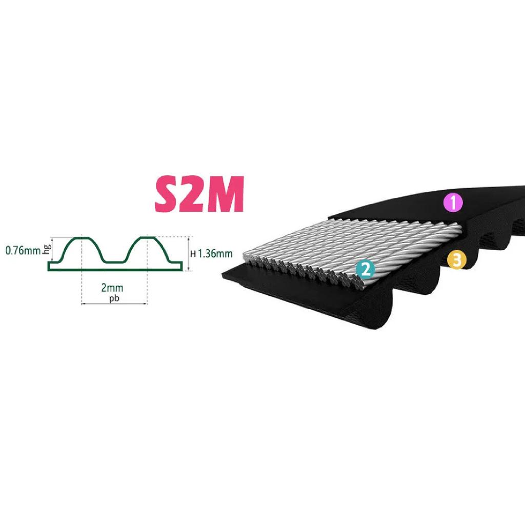 S2M Timing Belt Width 4~20mm Rubber Transmission Closed Loop Perimeter 110 112 114 116 118 120 122 124 126 128mm 2M CNC Drive