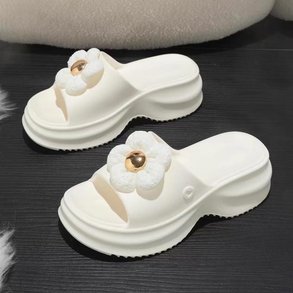 EVA high heel women's slippers summer home indoor soft bottom high elastic slippers bathroom bath cool slippers wedge heel