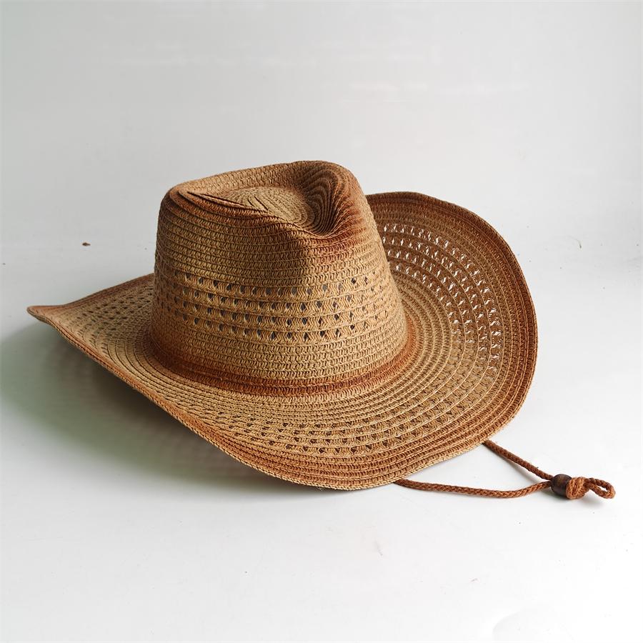 Western Cowboy Straw Hat For Men Women Vintage Outlaw Cowgirl Sun Sombrero Hat With Metal Star Emblem Band Beach Summer Caps