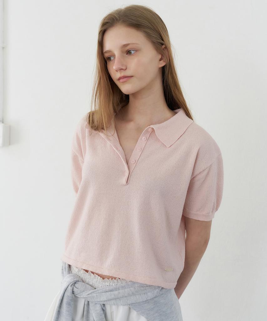 LETTERA Short Sleeve Collar Knit