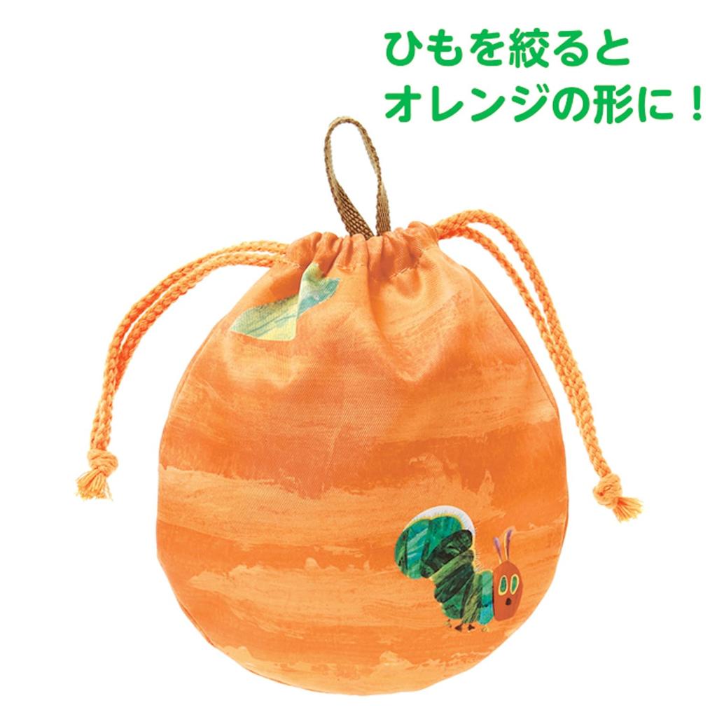 Gakken Staeful Very Hungry Drawstring X H15067 "The Caterpillar" Bag, Approx. 18.5 23cm, Orange,