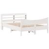 VidaXL Bed Frames and Headboard White 140x190 Cm Solid Pine Wood, Slatted Base, Double Bed Frame, Wooden Bed Frame 3307057