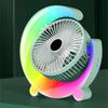 3-speed Desk Fan Electric Fan Table Fan Rechargable 1200mAh Table Fan with Colorful Light Low Noise Fan for Office Room