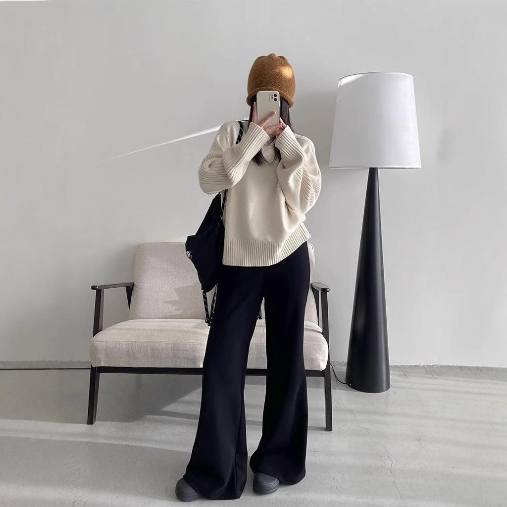 Women's Ribbed Round Neck Sweater - Bright Colors, Simple Fashion, Versatile Knitwear for Autumn/Winter 2024