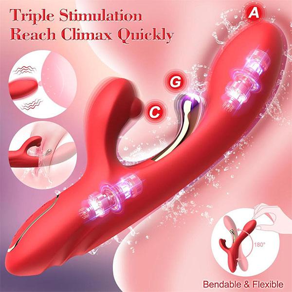 Rabbit-Vibrator, 3-in-1, Flattervibratoren, Stimulation der Klitoris und der Brustwarze, Sexspielzeug für Erwachsene, Dildo-Vibrator, Sexspielzeug für Frauen