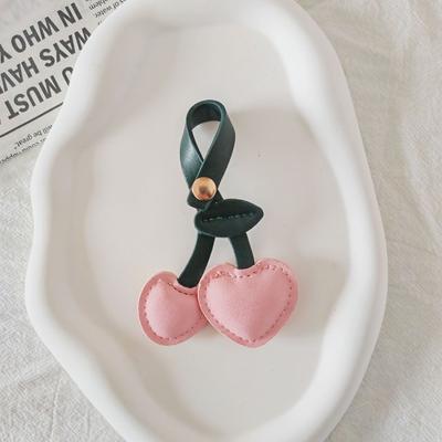 1/3PCS PU Leather Cherry Keychain - Simulated Fruit Heart Pendant DIY Bag Hanging Decoration Cute Key Ring Accessories