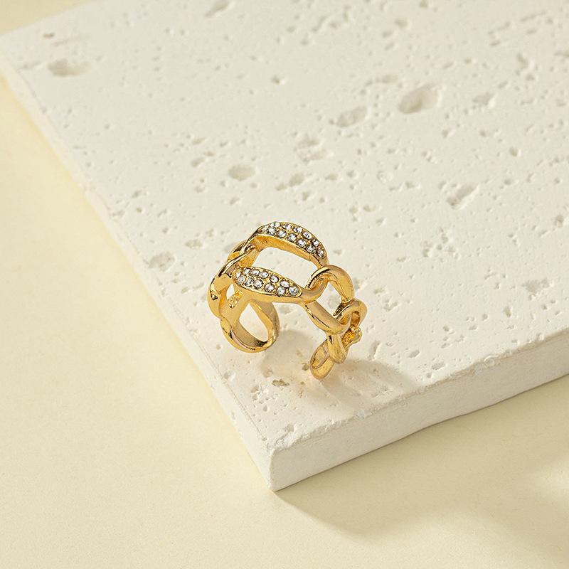 Korean Style Diamond Inlaid Open Index Finger Ring for Women